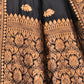 Rajwada Black And Gold Silk Blend Zari Work Saree For Women