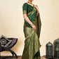 Rajwada Dark Green Silk Blend Zari Work Saree For Women