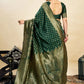 Rajwada Dark Green Silk Blend Zari Work Saree For Women