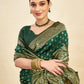 Rajwada Dark Green Silk Blend Zari Work Saree For Women