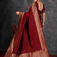 Rajwada Deep Maroon Silk Blend Zari Work Saree For Women