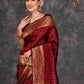 Rajwada Deep Maroon Silk Blend Zari Work Saree For Women