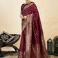 Rajwada Maroon Silk Blend Zari Work Saree For Women