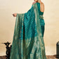 Rajwada Teal Green Silk Blend Zari Work Saree For Women