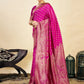 Rajwada Dark Pink Silk Blend Zari Work Saree For Women