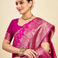 Rajwada Dark Pink Silk Blend Zari Work Saree For Women
