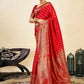 Rajwada Red Silk Blend Zari Work Saree For Women