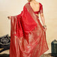 Rajwada Red Silk Blend Zari Work Saree For Women
