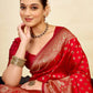 Rajwada Red Silk Blend Zari Work Saree For Women