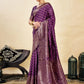 Rajwada Purple Silk Blend Zari Work Saree For Women