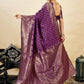 Rajwada Purple Silk Blend Zari Work Saree For Women