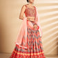 Rajwada Women Multicolor Printed, Handwork Art Silk Semi Stitched Lehenga With Unstitched Blouse