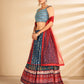 Rajwada Women Multicolor Printed, Handwork Art Silk Semi Stitched Lehenga With Unstitched Blouse