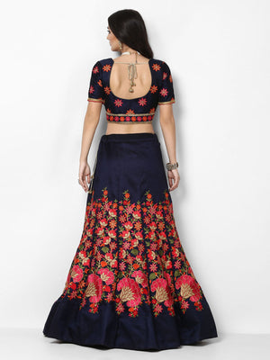 Rajwada Women Black And Pink Art Silk Semi Stitched Lehenga With Unstitched Blouse
