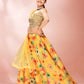Rajwada Yellow Printed Organza Stitched Lehenga With Blouse For Women
