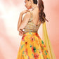 Rajwada Yellow Printed Organza Stitched Lehenga With Blouse For Women
