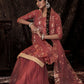 Rajwada Maroon Embellished Soft Net Semi Stitched Kurta Set With Dupatta For Women