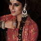 Rajwada Maroon Embellished Soft Net Semi Stitched Kurta Set With Dupatta For Women