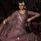 Rajwada Purple Embellished Soft Net Semi Stitched Kurta Set With Dupatta For Women