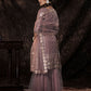 Rajwada Purple Embellished Soft Net Semi Stitched Kurta Set With Dupatta For Women