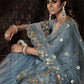 Rajwada Women Designer Grey Soft Net Semi Stitched Kurta Set