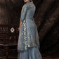 Rajwada Women Designer Grey Soft Net Semi Stitched Kurta Set