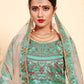 Rajwada Women Peach Elegant Semi Stitched Lehenga With Unstitched Blouse