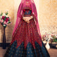 Rajwada Women Dark Blue Designer Semi Stitched Lehenga With Unstitched Blouse