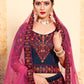 Rajwada Women Dark Blue Designer Semi Stitched Lehenga With Unstitched Blouse