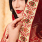 Rajwada Women Beige Satin Embroidered Semi Stitched Lehenga With Unstitched Blouse