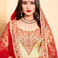 Rajwada Women Beige Satin Embroidered Semi Stitched Lehenga With Unstitched Blouse