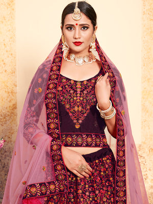 Rajwada Women Brown Classy Semi Stitched Lehenga With Unstitched Blouse