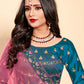 Rajwada Women Semi Stitched Teal Embroidered Semi Stitched Lehenga With Unstitched Blouse
