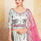 Rajwada Women Grey Designer Semi Stitched Lehenga With Unstitched Blouse