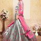 Rajwada Women Grey Designer Semi Stitched Lehenga With Unstitched Blouse