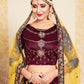 Rajwada Women Soft Net Maroon Semi Stitched Lehenga With Unstitched Blouse