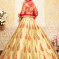 Rajwada Women Beige Stunning Semi Stitched Lehenga With Unstitched Blouse