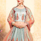 Rajwada Women Grey Designer Semi Stitched Lehenga With Unstitched Blouse