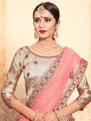 Rajwada Women Brown Classy Semi Stitched Lehenga With Unstitched Blouse