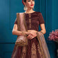 Rajwada Women Brown Designer Satin Semi Stitched Lehenga With Unstitched Blouse