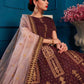 Rajwada Women Brown Designer Satin Semi Stitched Lehenga With Unstitched Blouse