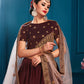 Rajwada Women Brown Sparkling Sequins Semi Stitched Lehenga With Unstitched Blouse