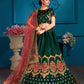 Rajwada Women Green Resham,Zari,Stone Semi Stitched Lehenga With Unstitched Blouse