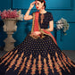 Rajwada Women Dark Blue Sequins Semi Stitched Lehenga With Unstitched Blouse