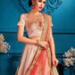Rajwada Women Peach Resham,Zari,Stone,Gilter Sequins Semi Stitched Lehenga With Unstitched Blouse