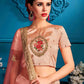Rajwada Women Peach Resham,Zari,Stone,Gilter Sequins Semi Stitched Lehenga With Unstitched Blouse