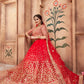 Rajwada Red Embroidered Soft Net Semi Stitched Lehenga With Blouse For Women