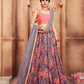 Rajwada Grey Embroidered Soft Net Semi Stitched Lehenga With Blouse For Women