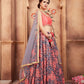 Rajwada Grey Embroidered Soft Net Semi Stitched Lehenga With Blouse For Women