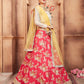 Rajwada Red Embroidered Silk Blend Semi Stitched Lehenga With Blouse For Women